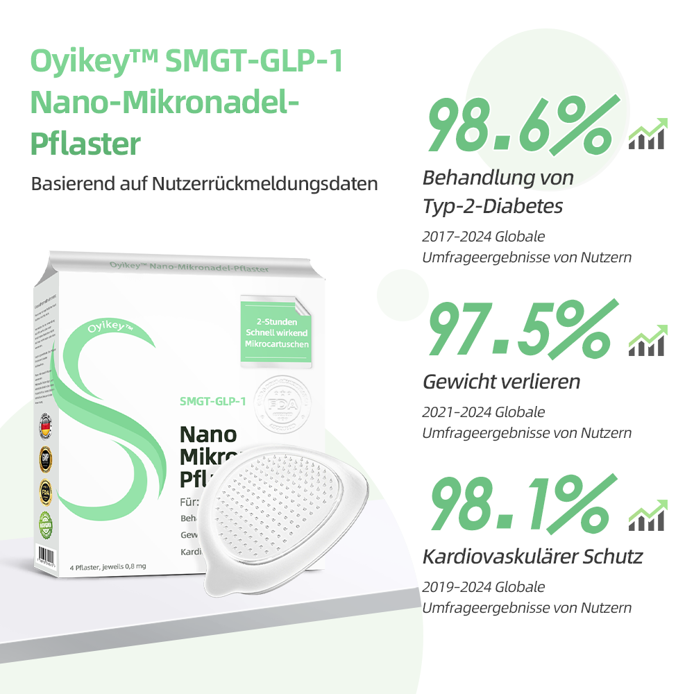 【Offiziell und authentisch】💉Oyikey™SMGT-GLP-1 Nano-Mikronadel-Pflaster(Schmerzfrei, lang anhaltend, gegen Diabetes, Fettleibigkeit und Herz-Kreislauf-Erkrankungen)