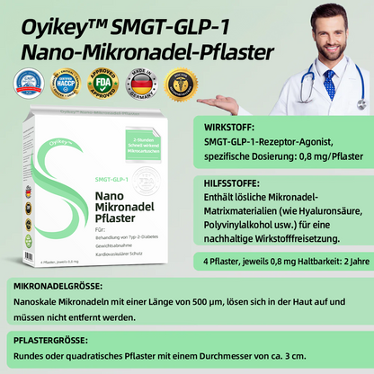 【Offiziell und authentisch】💉Oyikey™SMGT-GLP-1 Nano-Mikronadel-Pflaster（Schmerzfrei, lang anhaltend, gegen Diabetes, Fettleibigkeit und Herz-Kreislauf-Erkrankungen）